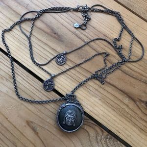 Lucky Brand 3 layer Buddha necklace